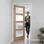 Premium Contemporary 4L Oak Internal Glazed Door with Frosted Glass for Modern Interiors