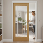 Premium Fully Finished Oak Glazed Door 1L with Toughened Glass and Solid Core Construction