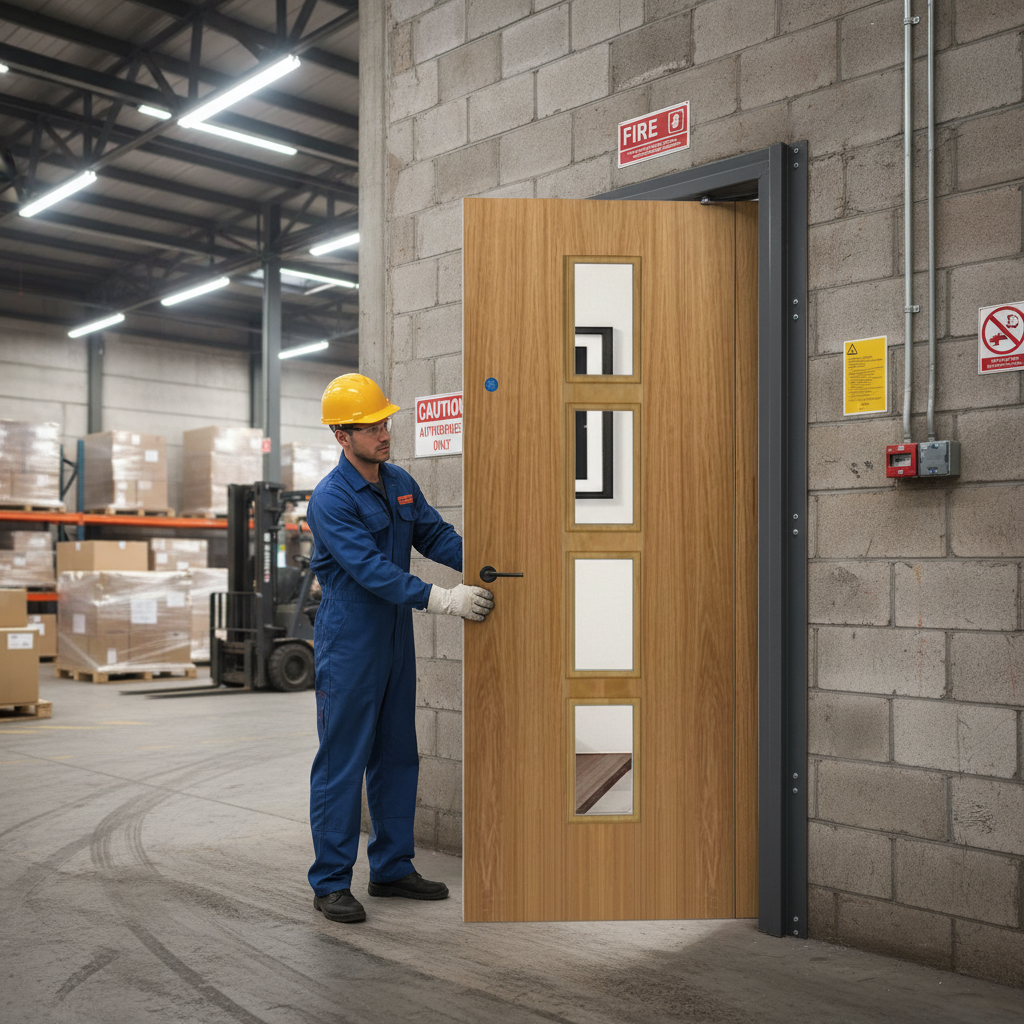 Premium Custom Made Internal Oak Clear Glazed FD30 Fire Door for Bespoke Designs