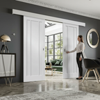 Premium Double Sliding Door System with Track and White Pelmet for Internal Use, 45kg Maximum Door Weight
