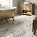 8mm High Gloss Laminate Flooring with Marble Effect and 4V Bevel Edge - detail view