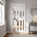 Internal Pocket Door Set, White Primed, 3 Light Clear Glass, 100mm Thick