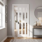 Internal Pocket Door Set, White Primed, 3 Light Clear Glass, 100mm Thick