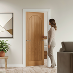 Premium Internal Fully Finished Arched Square Top Door with Solid Engineered Core and Rich Oak Finish for Elegant Interior Design