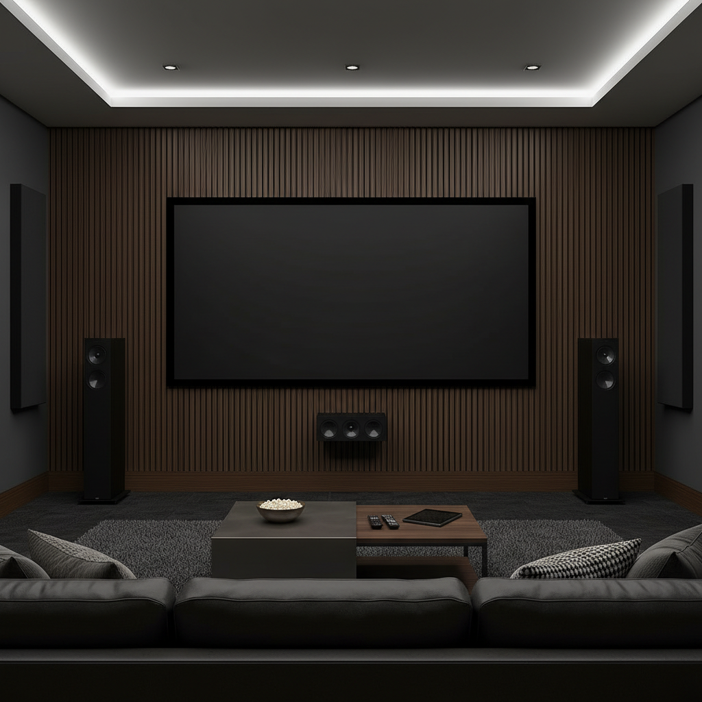 Premium Walnut Acoustic Slat Wall Panelling with Sound-Absorbing Felt - Easy Installation and Maintenance