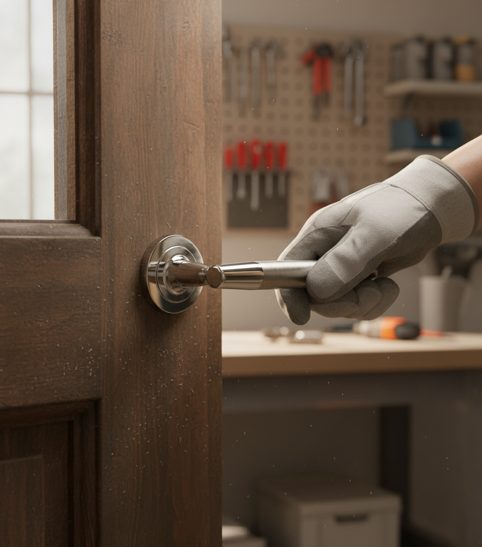 Premium Dual Finish Lever on Round Rose for Residential and Commercial Use with Comfort Grip Design