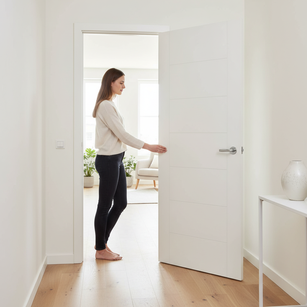 Premium Horizontal Panelled White Internal Door - Engineered for Strength and Stability with U-Groove Design