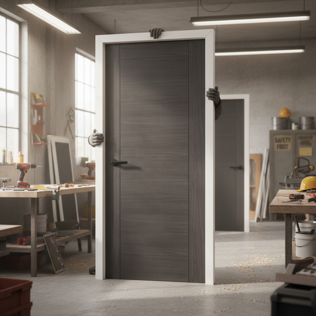 Premium Laminate Fire Door in Umber Grey - Durable, Low Maintenance, 30-Minute Fire Safety Certified