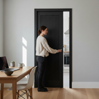 Premium Reeded Pocket Door Set with Adjustable Frame, 35mm Thickness and Durable Steel Construction