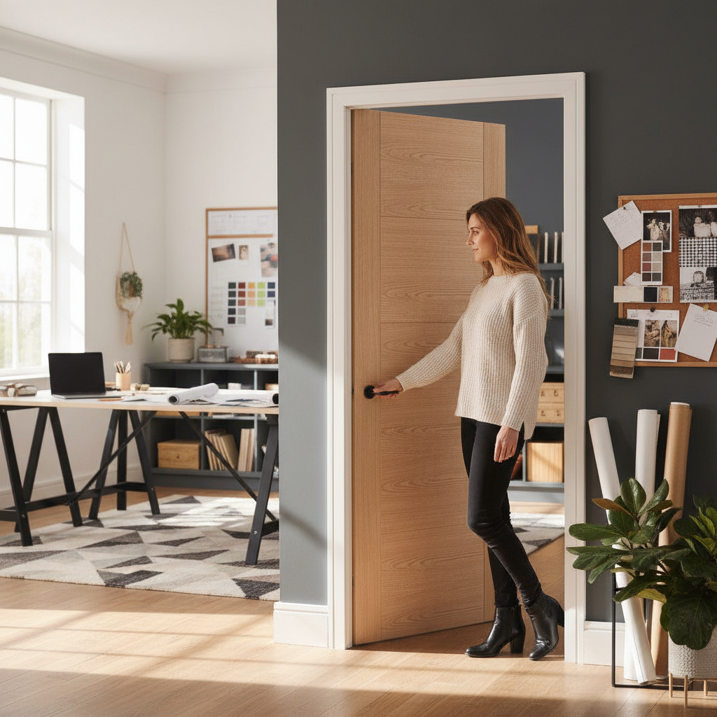 Premium Contemporary Fully Finished Internal Oak Door 6006 - Engineered Construction with Satin Lacquer Finish