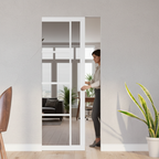 Premium White Tinted Glazed Flush Pocket Door Set with No Bottom Track and 15-Year Guarantee for Space-Saving Solutions