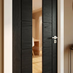 Internal Black Door Fully Finished with 1 Light Clear Glass 1981 x 762 mm - detail view