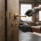 Premium Satin Brass Door Handle Pack with Curved Lever Design and 10-Year Mechanical Guarantee