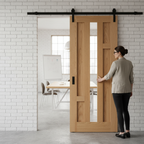 Premium Oak Internal Fully Finished Sliding Door with Clear Glass Panel - 4 Panel Design for Elegant Interior Spaces