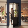 Premium Internal Industrial Studio Door with 1 Panel and 2 Clear Glass Lights - Fully Finished in Jet Black