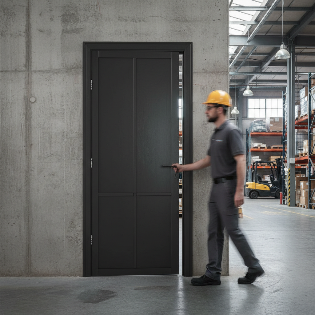 Premium Custom Made Industrial Style Door with Four-Panel Design and High-End Finish