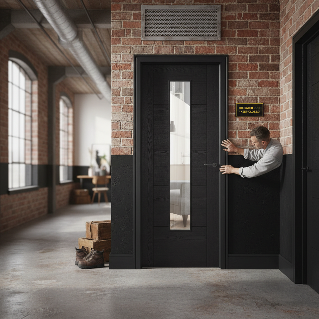 Premium Glazed 1L Fire Door with Slim Design and 30-Minute Fire Protection - High-Quality Professional Grade for Industrial and Commercial Applicat...