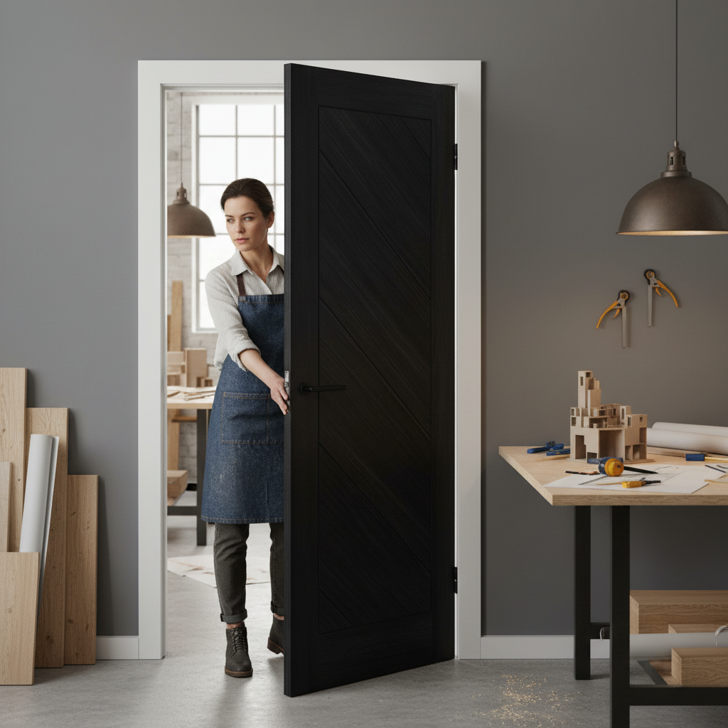 Premium Internal Fully Finished Laminate Door with Striking Black Finish and Lifetime Guarantee for Modern Interiors