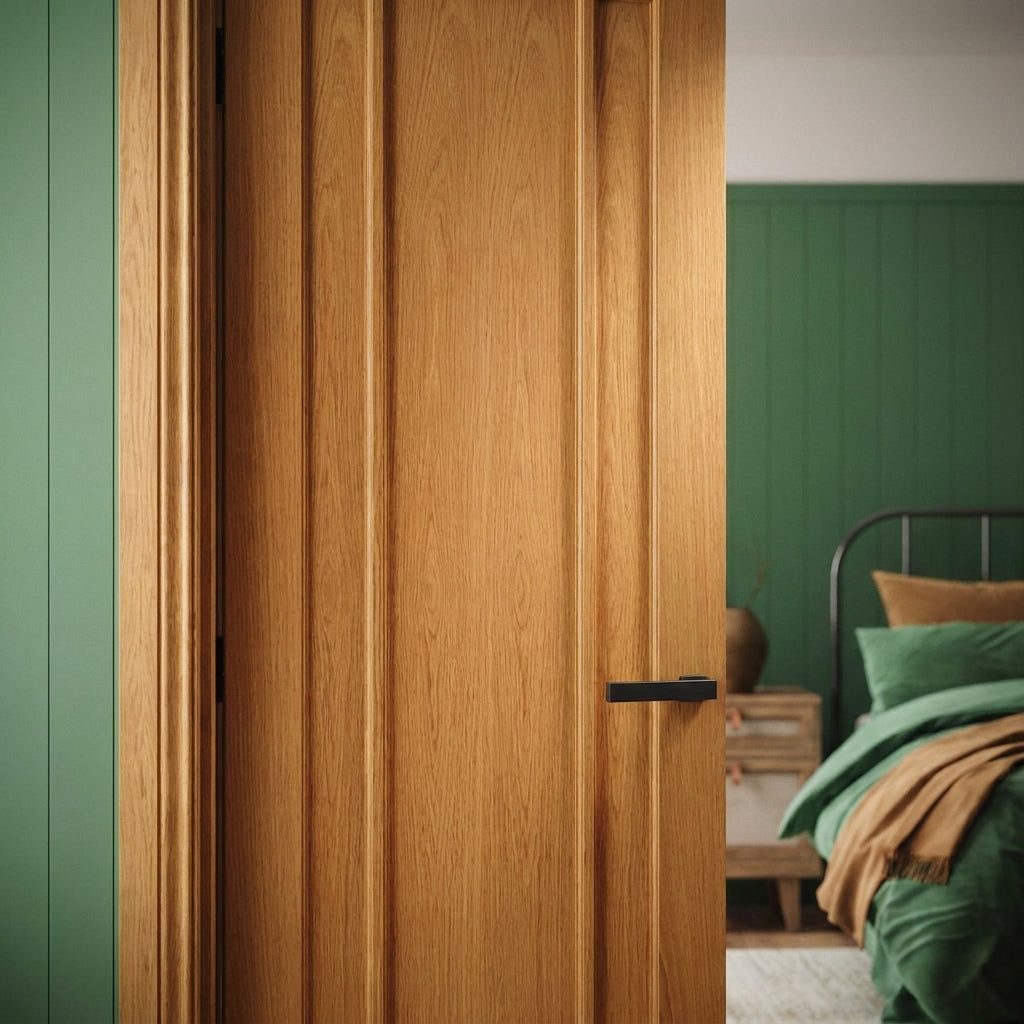 Internal Oak Fire Door FD30 Rated, Fully Finished, Made-to-Measure - detail view