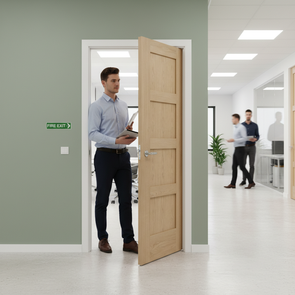 Premium Unfinished 4 Panel Fire Door - FD30 Fire Rated, A-Grade Oak Veneer for Strength and Elegance