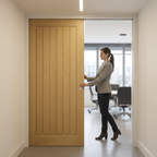Premium Telescopic Pocket Door System with Unfinished Oak Panels and 15-Year Guarantee for Maximum Space Efficiency