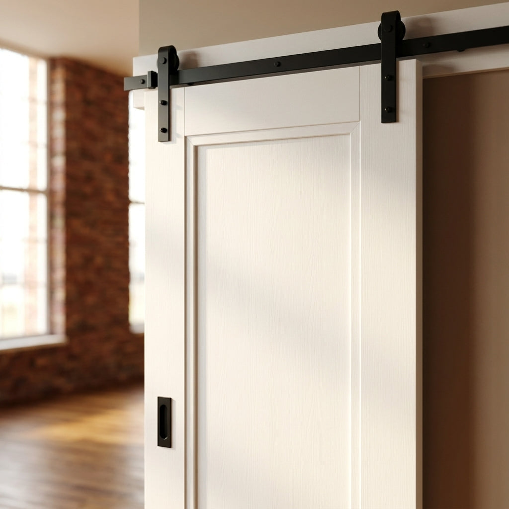 White Internal Sliding Door, Primed Finish, Pattern 10, 1 Panel, Solid Core - detail view