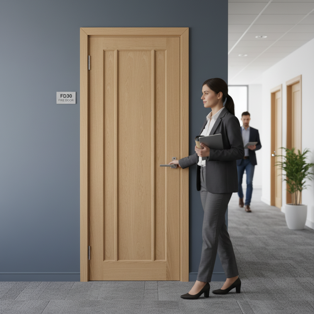 Premium Made-to-Measure Oak Internal Unfinished FD30 Fire Door with 30 Minutes Fire Resistance - Image 2