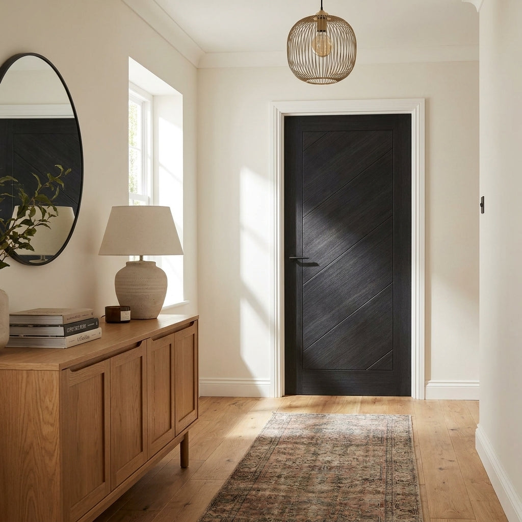 Black Internal FD30 Fire Door Fully Finished Laminate Endure Stockholm