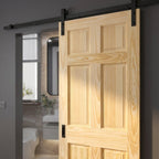 Clear Pine Internal Sliding Door Unfinished 6 Panel Black Face Mounted - detail view