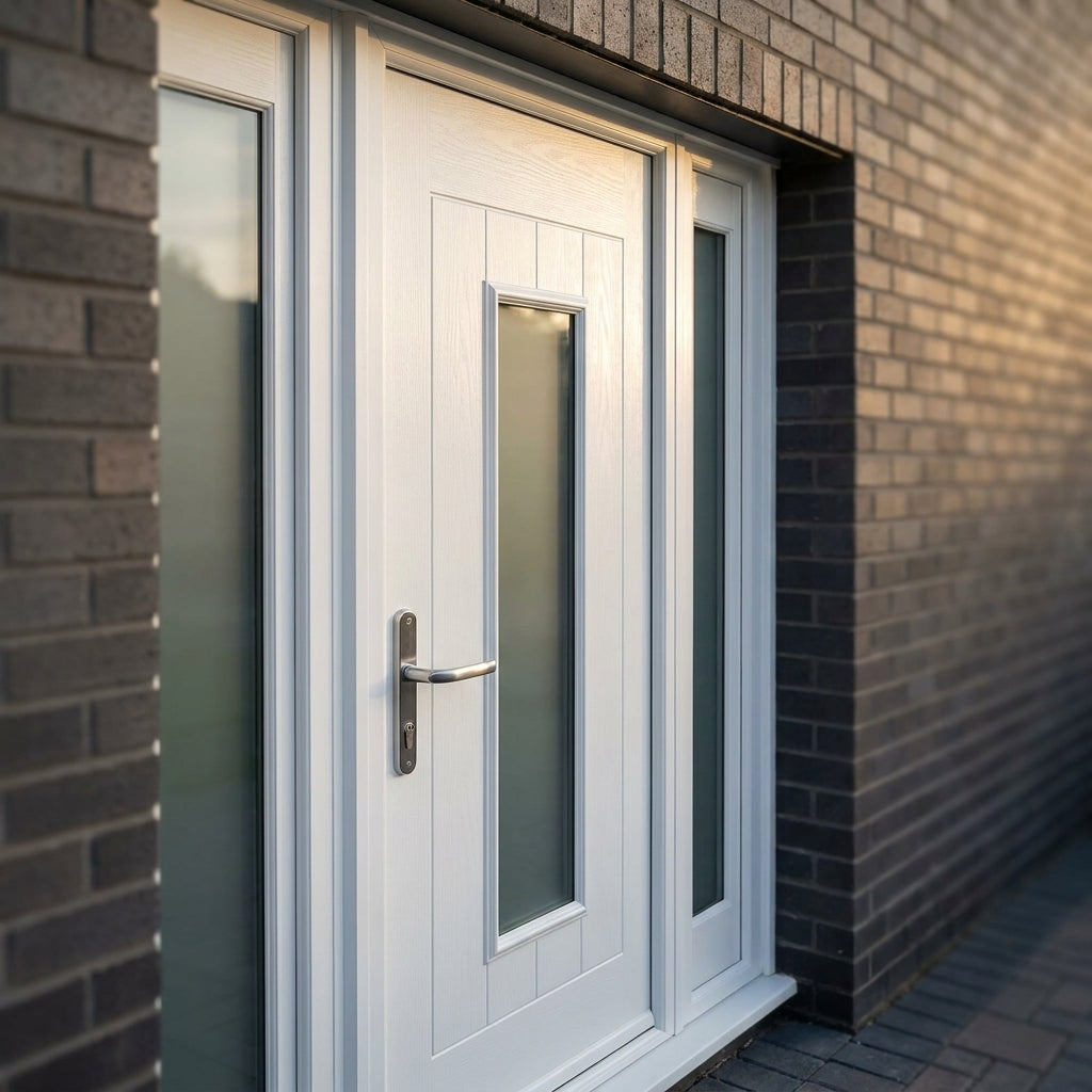 External White Composite Sidelight with Obscure Glass - Universal Fit - detail view