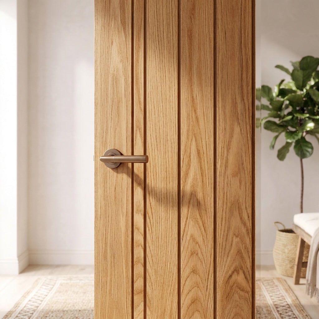 Internal Oak Door Fully Finished with Solid Engineered Core - detail view