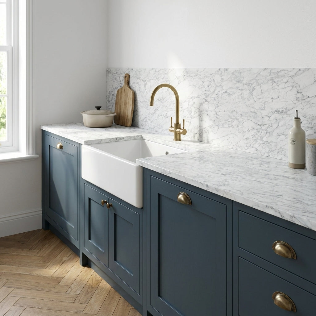 Marmo Bianco Rounded Edge Upstand 3000mm for Laminate Worktop