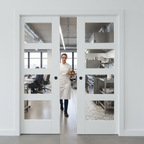 Premium Double Fire Rated Pocket Door Set with Clear Glazed Panels - High-Performance Sliding System for Modern Homes