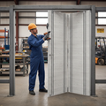 Premium Light Grey Ash Vertical Inlay Room Divider with Bifolding Doors and Top Hung System for Seamless Spaces