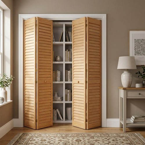 28mm Open Louvre Door in Clear Pine Finish