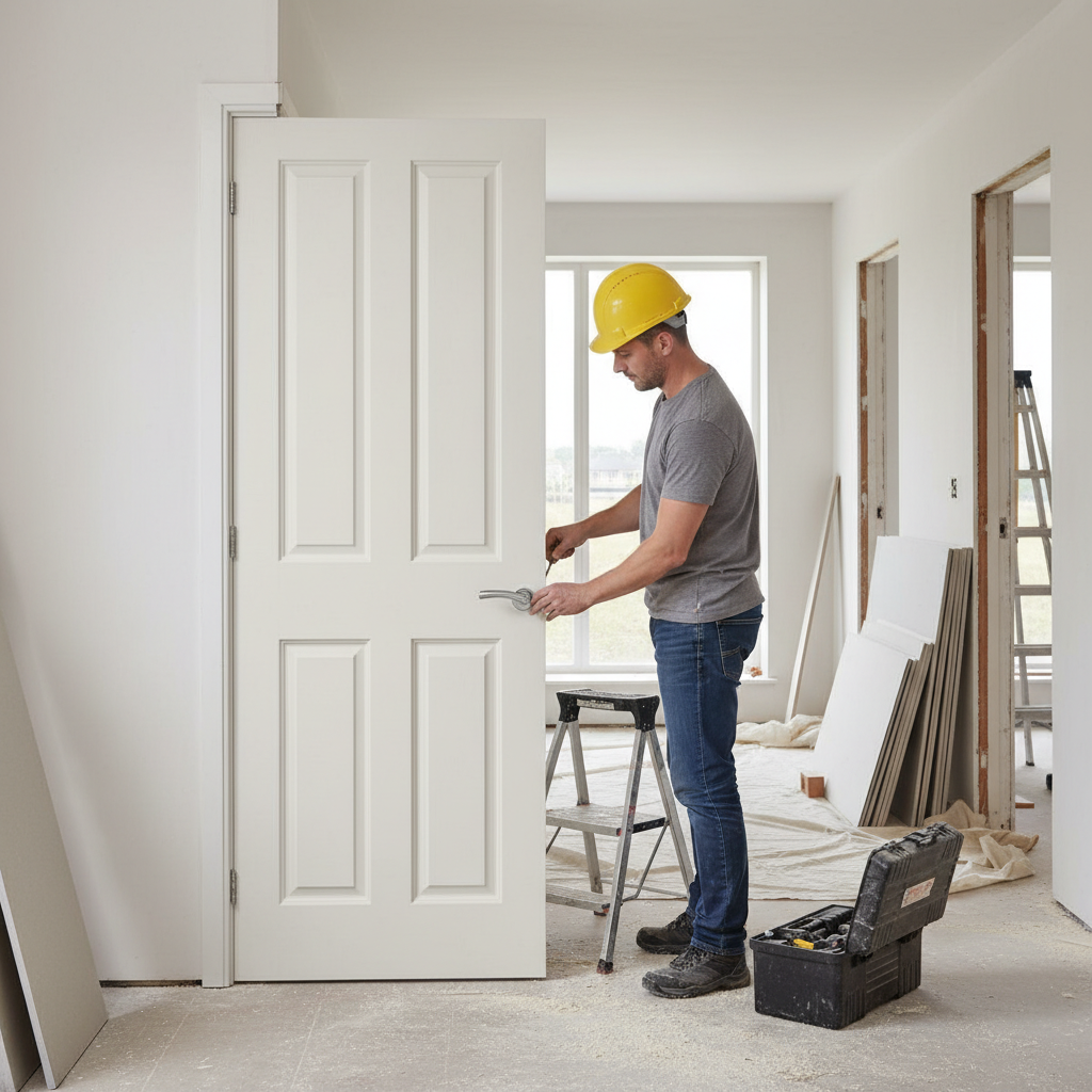 Premium White Moulded Flush Internal Door - Ready Primed for Easy Decoration and FSC Certified Construction