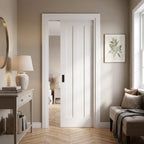 Internal White Pocket Door Set 100mm Framed Primed Ashton 3 Panel
