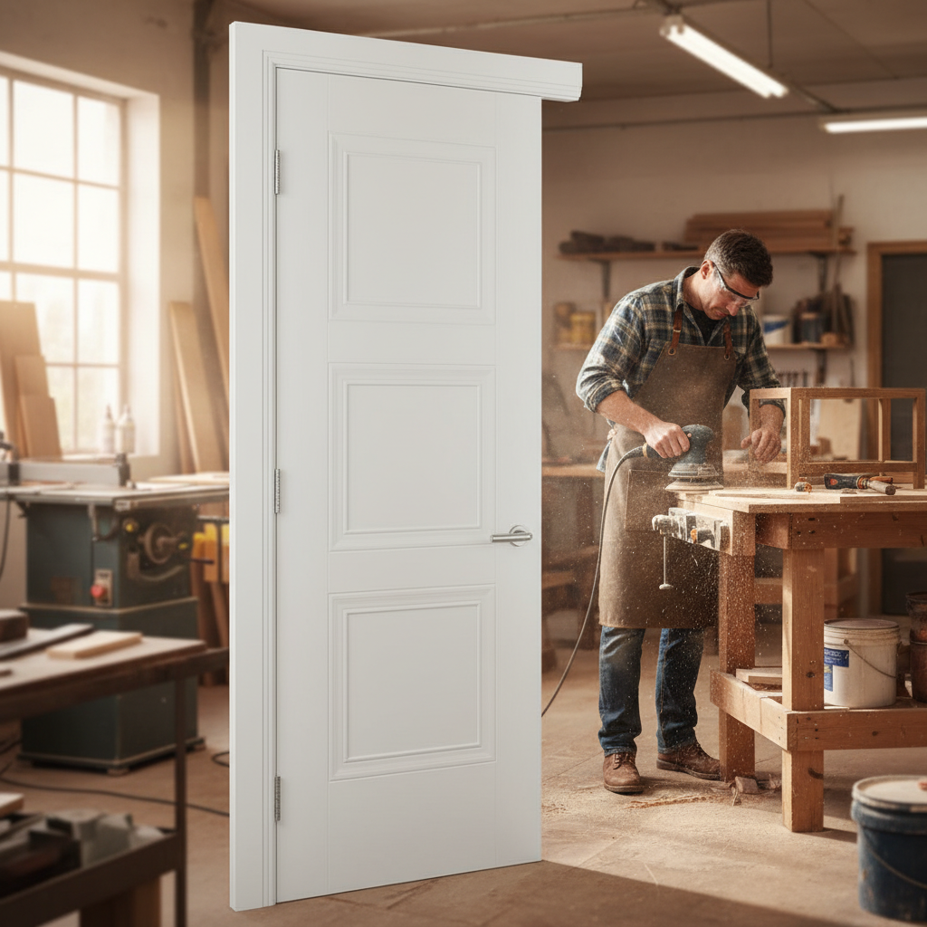 Premium Internal White Primed Door with Detailed Bolection Mouldings and Engineered Construction - Multiple Sizes Available