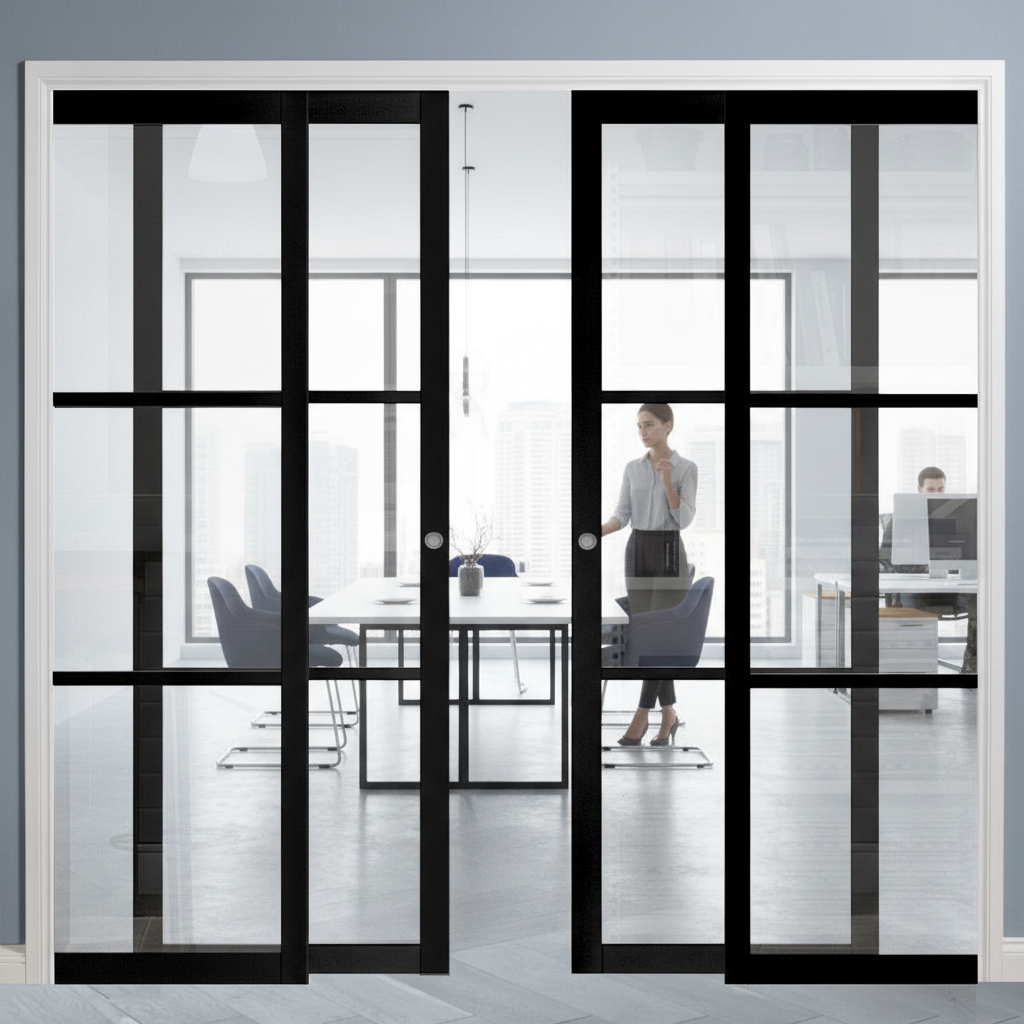 Premium Clear Glazed 4 Door Telescopic Pocket Door System for Enhanced Space Efficiency and Style