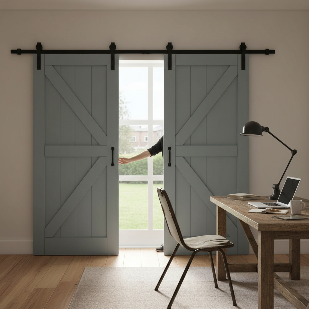Premium Double Door Sliding Track System for Internal Doors - Soft-Close Option, Multiple Finishes, and 100kg Capacity