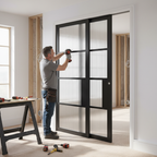 Premium Telescopic Pocket Door System with Reeded Glass Panels - Space Saving Design and Adjustable Features