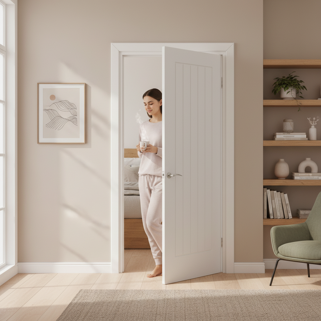 Internal White Cottage Door with Semi-Solid Core and Primed Finish - Ideal for Contemporary Spaces - Image 2