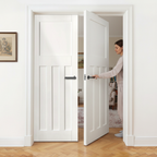 Premium Internal White Primed 1930's Inspired 4 Panel Pair Door Set with Door Pair Maker for Timeless Elegance - Image 2