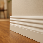 Painted White Ribbed Base Moulding 14mm x 91mm - 2.4m Length - detail view
