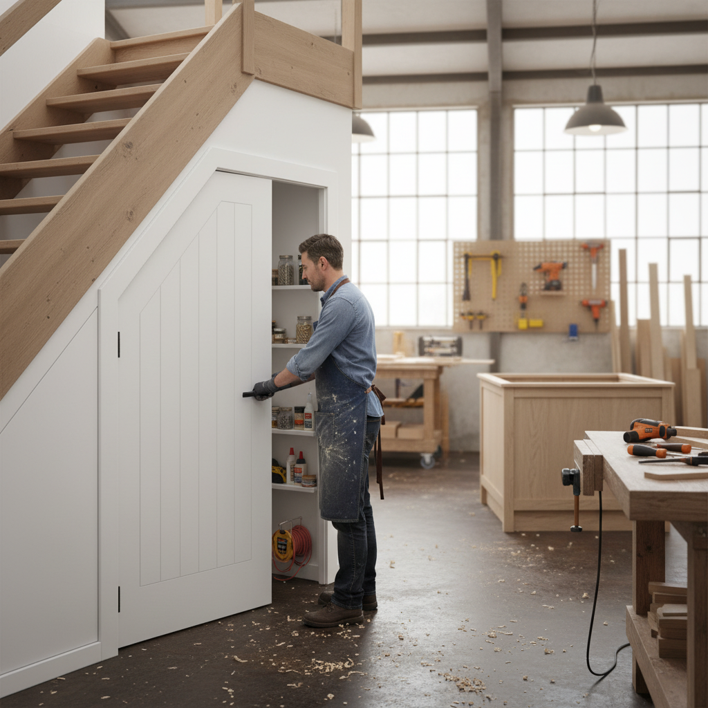Premium Internal Primed Cottage Angled Under-Stair Made-to-Measure Cupboard FD30 Fire Door for Safety and Style