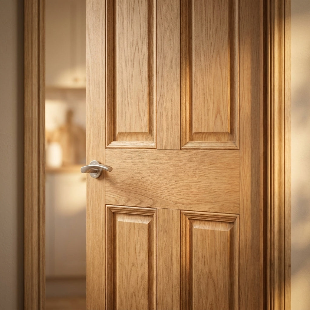 Victorian 4 Panel Internal Oak Door Fully Finished Rustic - detail view
