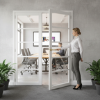 Premium Custom Made Industrial Style Door with Clear Glazed Finish, Solid Core, and 10-Year Warranty