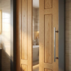 Internal Oak Door Made-to-Measure Fully Finished 4 Panel 1 Light Obscure Glass - detail view