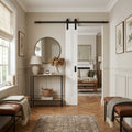 White Internal Sliding Door with Primed Finish and Black Face Mounted