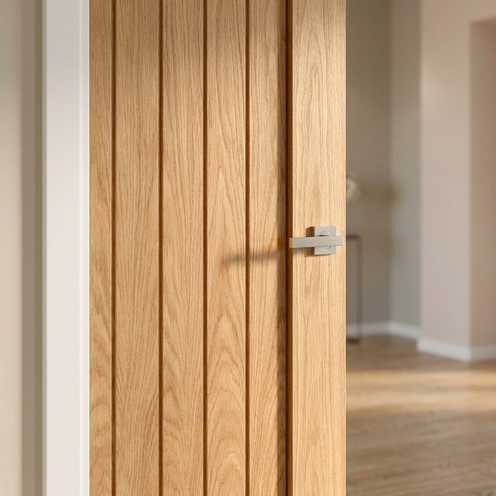 Internal Oak Fire Door Made-to-Measure Fully Finished FD30 Pattern 10 - detail view